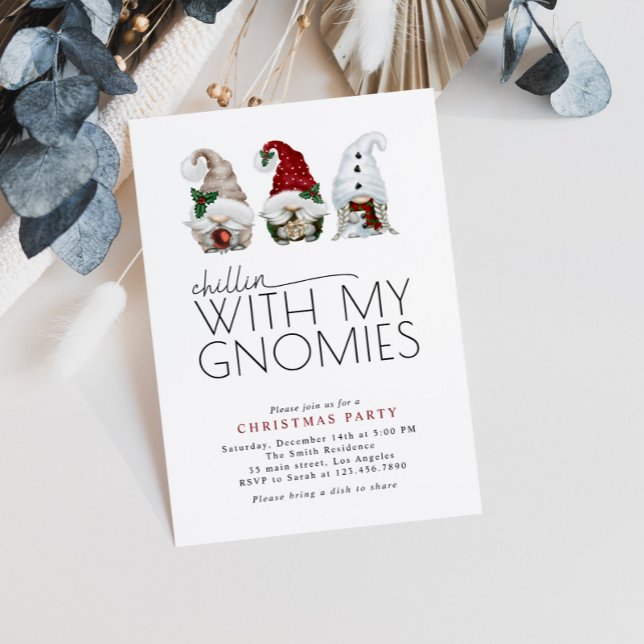 Convite Chillin Com Minha Festa de Natal Gnomos (Criador carregado)