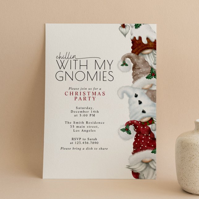Convite Chillin Com Minha Festa de Natal Gnomos (Criador carregado)