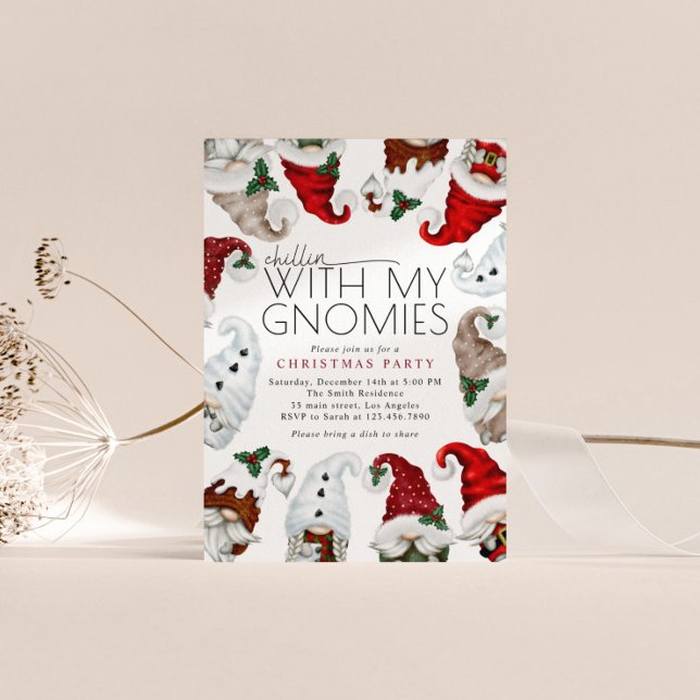 Convite Chillin Com Minha Festa de Natal Gnomos (Criador carregado)