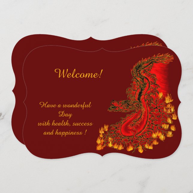 Convite China Dragon in red and gold , Add Your Text (Frente/Verso)