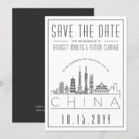 China Noivado Silhueta Estilizada Salvar a Data