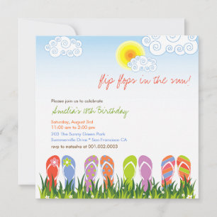 Convite Chinelos Coloridos Diversão Na Festa de aniversá