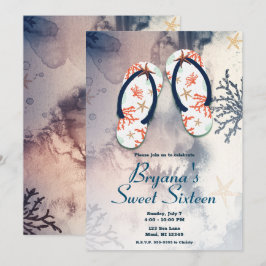 Convite Chinelos de Praia Tropical Festa de 16 Anos Doce 