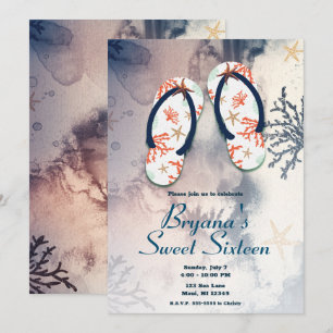Convite Chinelos de Praia Tropical Festa de 16 Anos Doce 