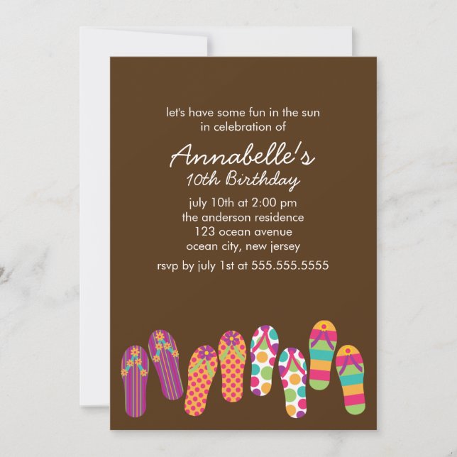 Convite Chinelos, Piscina e Festa de Verão (Frente)