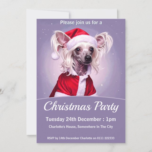 Convite Chinese Crested Christmas Party (Frente)