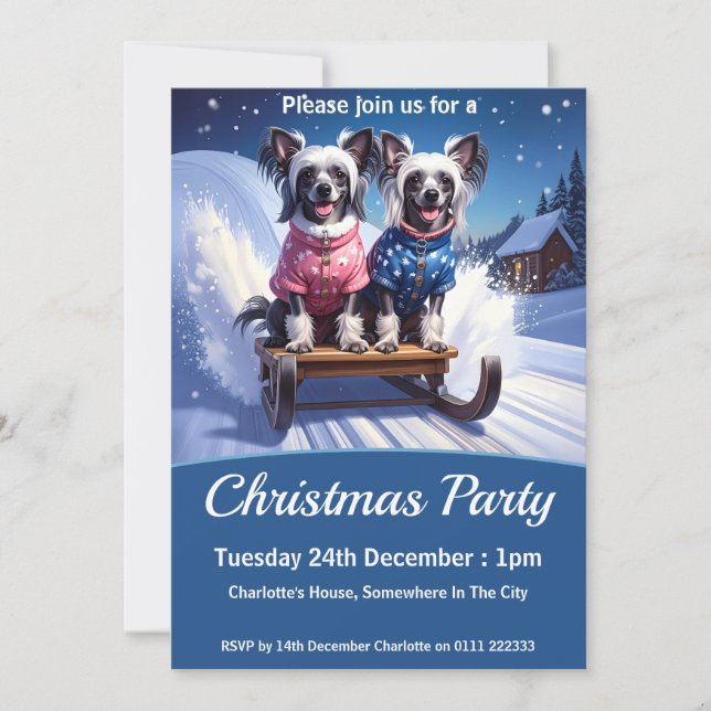 Convite Chinese Crested Christmas Party (Frente)