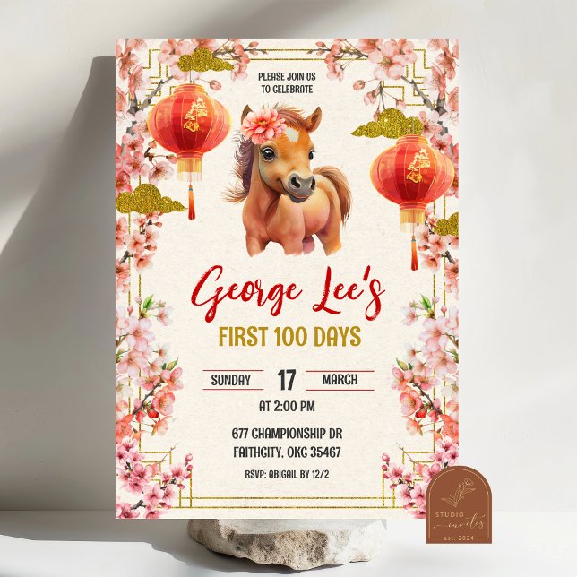 Convite Chinese Horse Zodiac 2026 First 100 Days (Criador carregado)