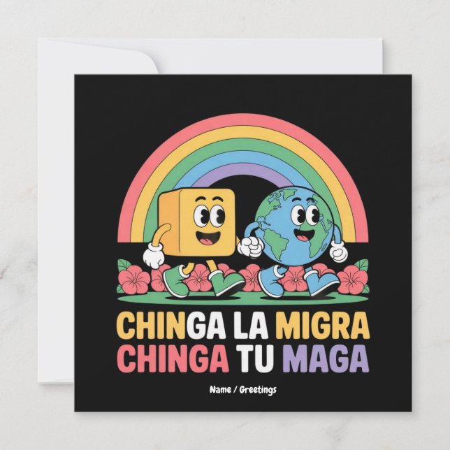 Convite Chinga La Migra Chinga Tu Maga Funny Rainbow (Frente)