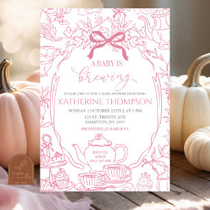 Convite Chinoiserie Baby está criando Chá de fraldas Flora