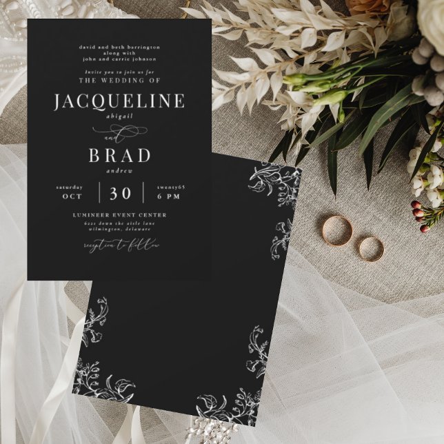 Convite Chinoiserie Black Elegant Ambos Parents Casamento  (Criador carregado)