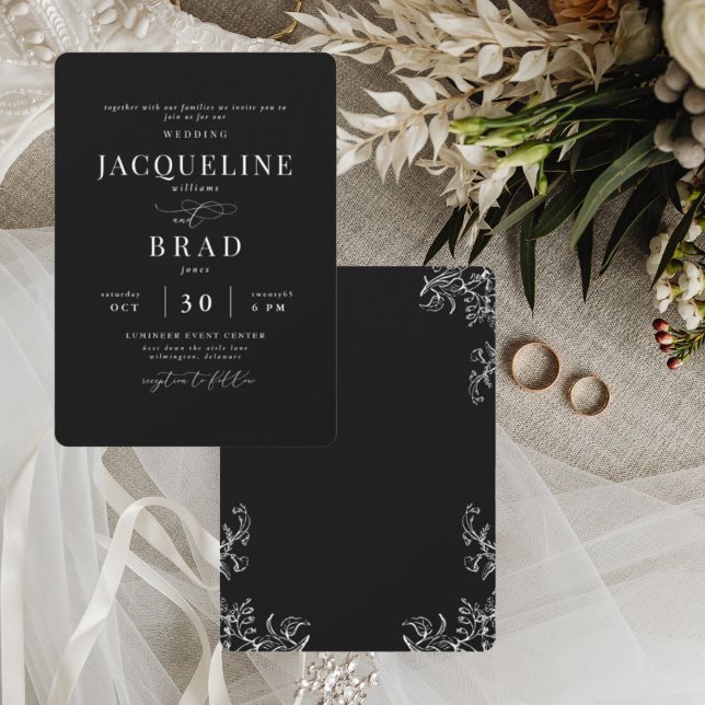 Convite Chinoiserie Black Elegant No Parents Casamento II (Criador carregado)