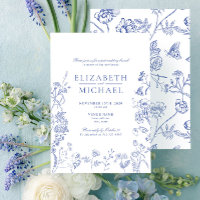 Chinoiserie Blue Victorian Postar Wedch Brunch