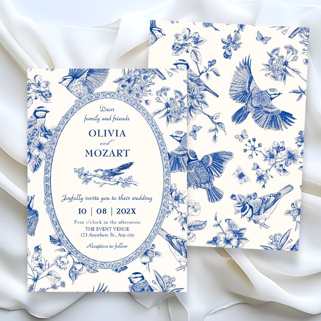 Convite Chinoiserie botânico floral ave casamento (Criador carregado)
