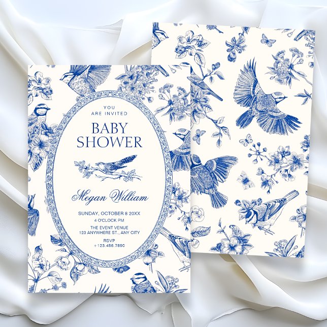 Convite Chinoiserie botânico floral ave chá de bebê (Criador carregado)