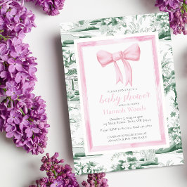 Convite Chinoiserie de Arco rosa e verde com edição no ver