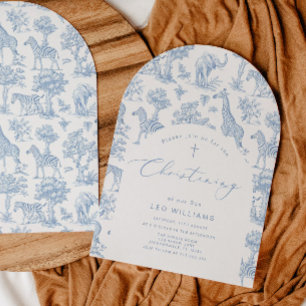 Convite Chinoiserie de Safári de Batismo de Menino Toile