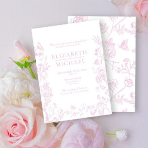 Convite Chinoiserie Dusty Rosa Floral Posta Casamento Brun