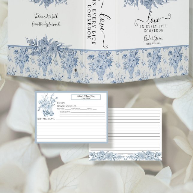 Convite Chinoiserie Floral Blue e White Bridal Receita (Criador carregado)