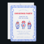 Convite Chinoiserie Ginger Jar CHRISTMAS<br><div class="desc">Este convite de festas CHRISTMAS tem uma design de chinoiserie com três frascos diferentes de gengibre. A borda ao redor dos convites é um quadro de bambu azul. Você pode editar o texto para atender às necessidades do seu evento. As costas têm um padrão coordenado de bambu.</div>
