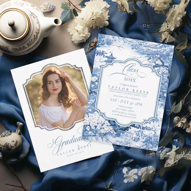 Convite Chinoiserie Graduation Photo Template ID1098 (Criador carregado)