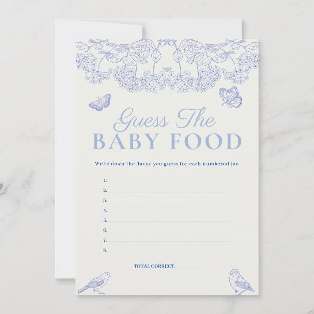 Convite Chinoiserie Guess Baby Comida Game Card (Frente)