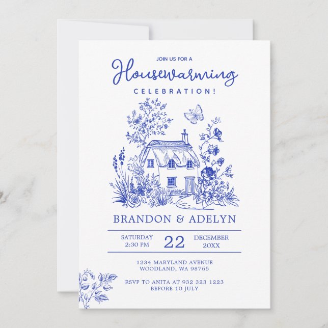 Convite Chinoiserie House Home Sweet Home (Frente)