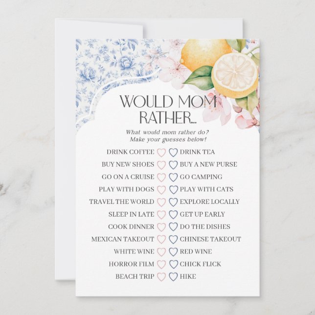 Convite Chinoiserie Lemon Tea Party Iria Jogar Preferencia (Frente)