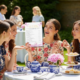 Convite Chinoiserie Pink Tea Etiquette Bridal shower game 