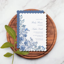 Chinoiserie Toile Azul Chuveiro de Bebê Floral Del