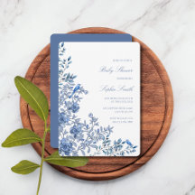 Chinoiserie Toile Azul Desbotado Floral Chá de Beb