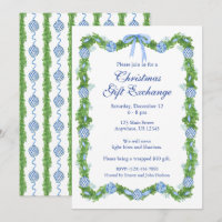 Chinoiserie Watercolor Blue Ornament Garland Party