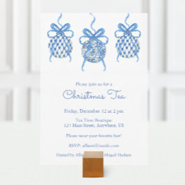 Convite Chinoiserie Watercolor Blue Ornament Natal