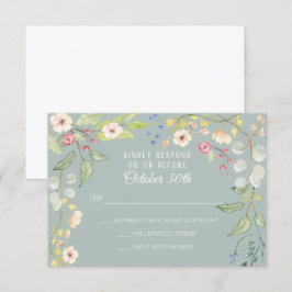 Convite Chintz Inglês Prata Sage Beijo de Rosa Aquarela RS
