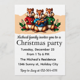Convite Chipmunks Christmas Party Invitation