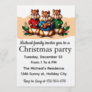 Convite Chipmunks Christmas Party Invitation