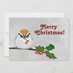 Convite Chipping Snowy Sparrow com Holly e Berries