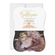 Chique Ballerina Festa de aniversário Invite