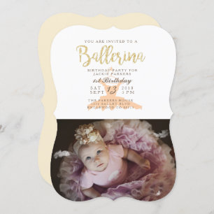 Convite Chique Ballerina Festa de aniversário Invite