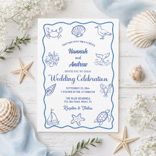 Convite Chique e Caprichoso Casamento de Vida Marinha Dese