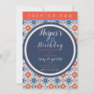 Convite Chique e Detalhado Aniversário Azul Marinho