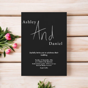 Convite Chique Minimalista Preto E Branco Casamento Elegan