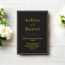 Chique Minimalista Preto e Dourado Casamento de Lu