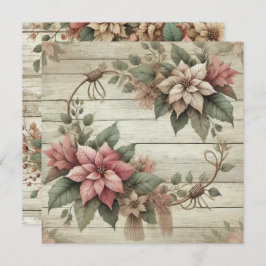 Convite Chique para impressão Poinsettia Garland Scrapbook
