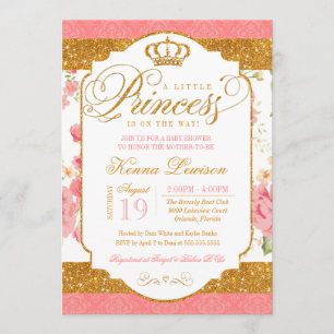 Convite Chique Princesa Chá de fraldas Floral