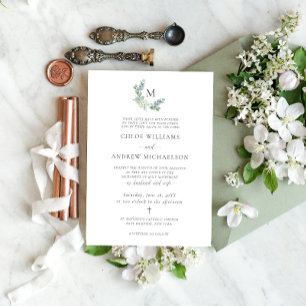 Convite Chloe Simples Elegante Vegetação Casamento Católic