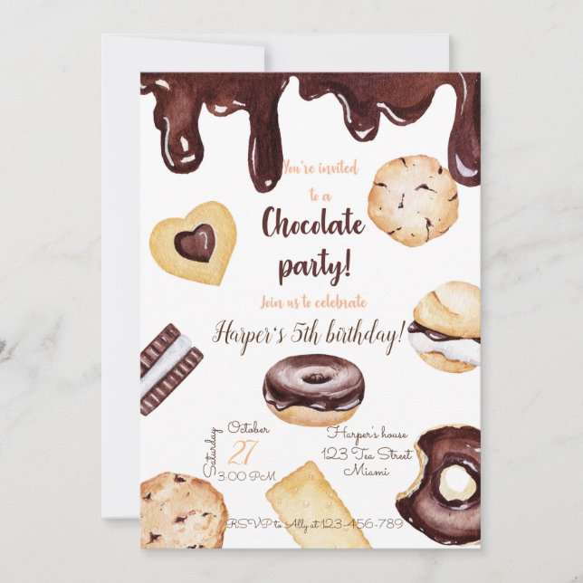 Convite Chocolate Birthday Invitation (Frente)