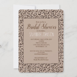 Convite Chocolate Brown Mocha Cream Leopard Impressão Líti