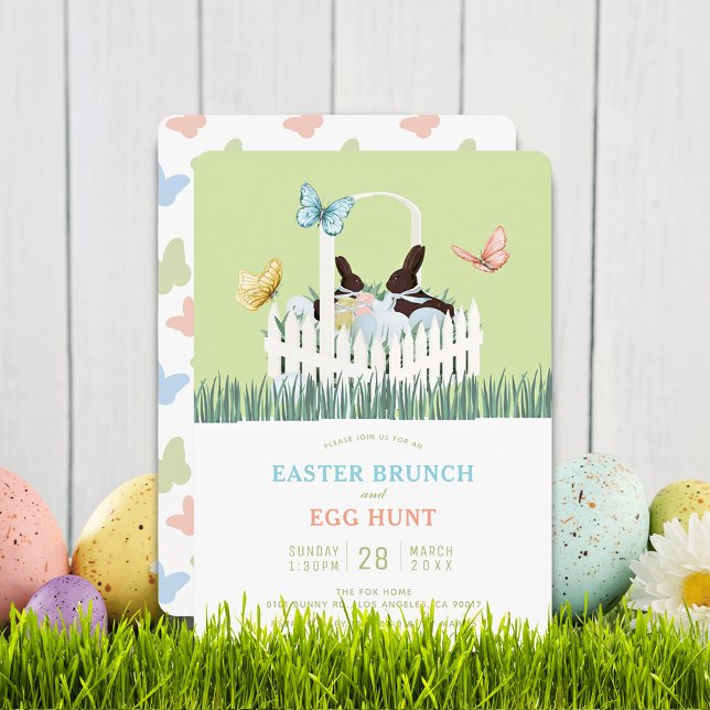 Convite Chocolate Bunny Easter Brunch Egg Hunt Invitation (Criador carregado)