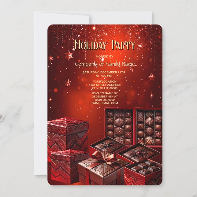 Convite Chocolate Candy Christmas Holiday Invitation (Frente)